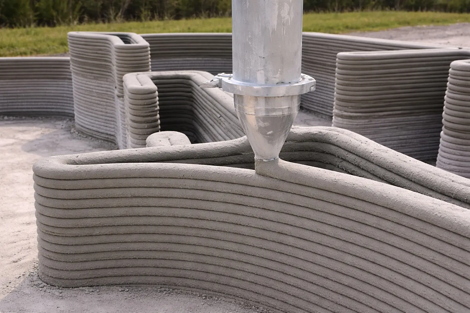 3D printing construction equipment pouring material